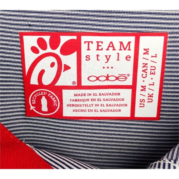 Chick-Fil-A Oobe Team Style Uniform Employee Polo Shirt Men’s Medium Striped - Picture 4 of 4